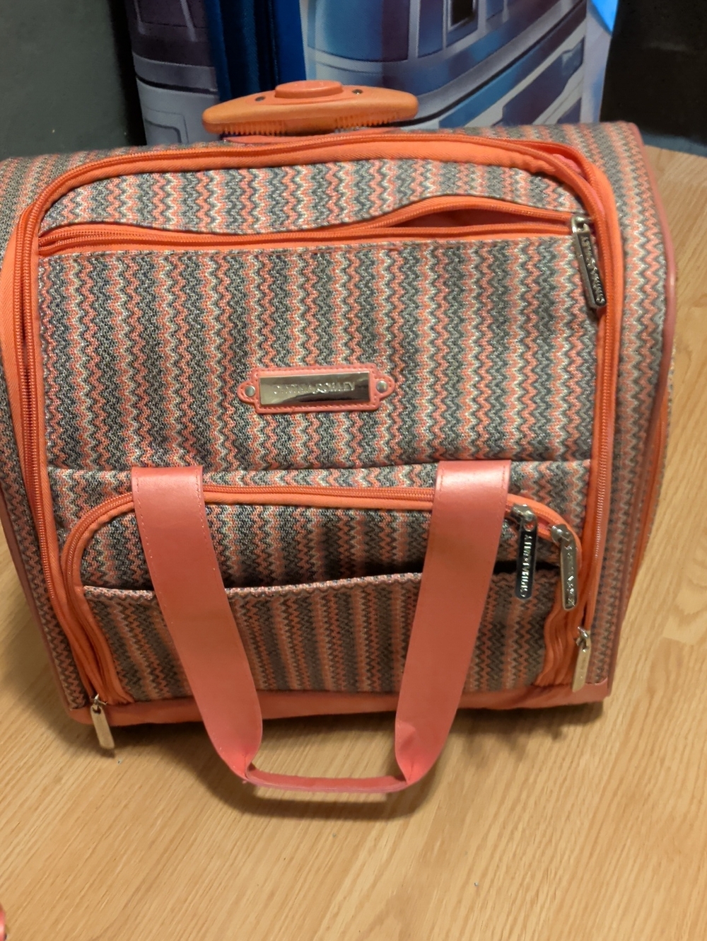 Cynthia Rowley Coral and Multi-Stripe Travel Tote